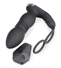Load image into Gallery viewer, Paolo vibrating and thrusting anal plug with double cockring