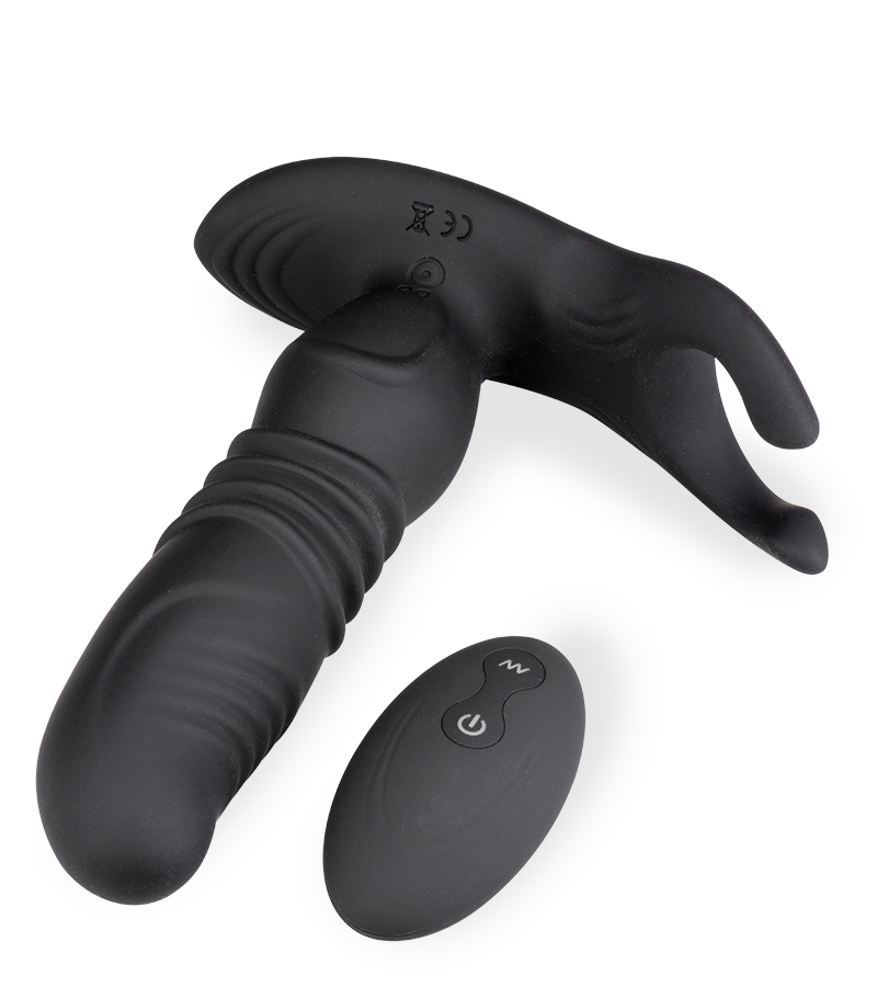 Paris vibrating and thrusting prostate stimulator with testicle massager
