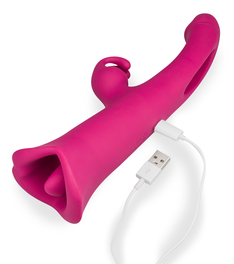 Peace G-spot tapping rabbit vibrator with licking tongue