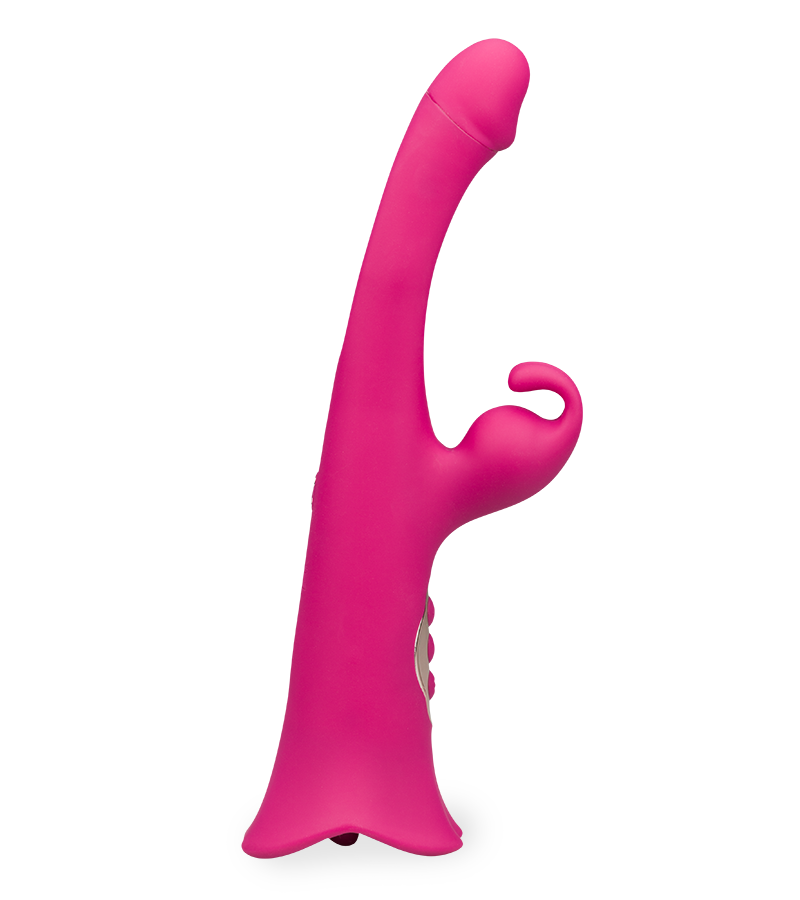 Peace G-spot tapping rabbit vibrator with licking tongue