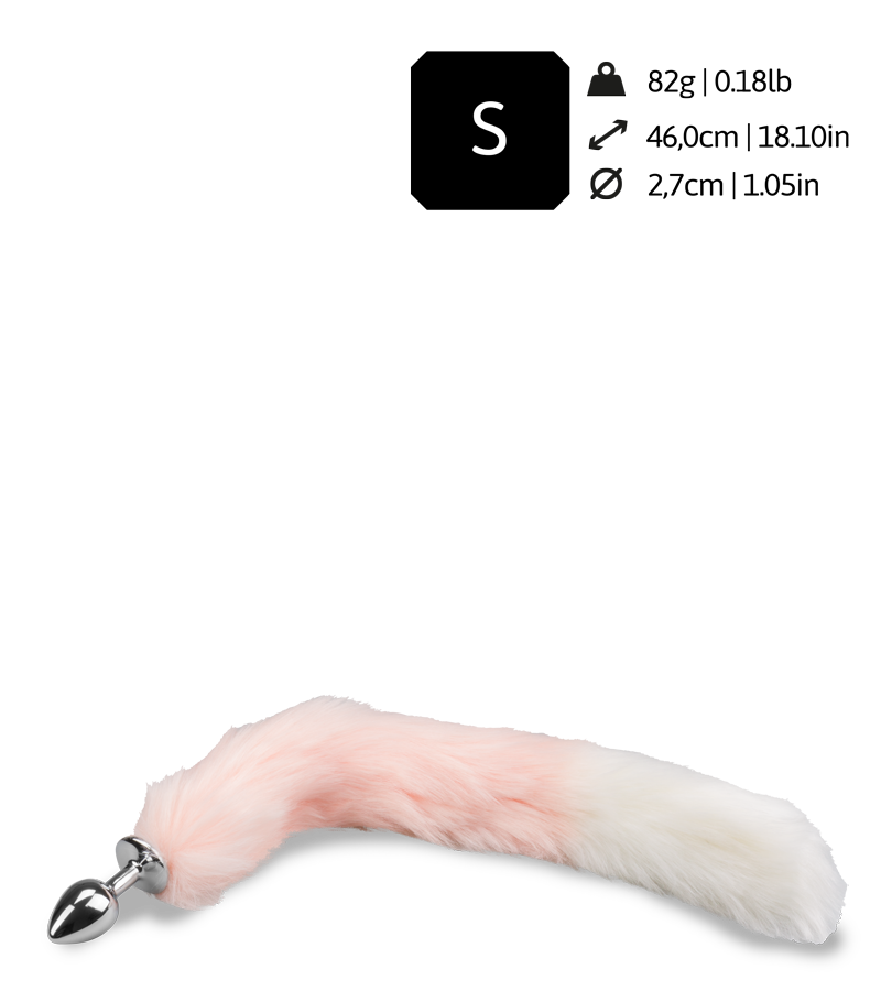 Pink and white faux fur fox tail butt plug