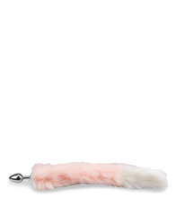 Load image into Gallery viewer, Pink and white faux fur fox tail butt plug