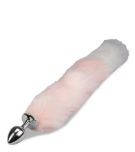 Load image into Gallery viewer, Pink and white faux fur fox tail butt plug
