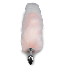 Load image into Gallery viewer, Pink and white faux fur fox tail butt plug