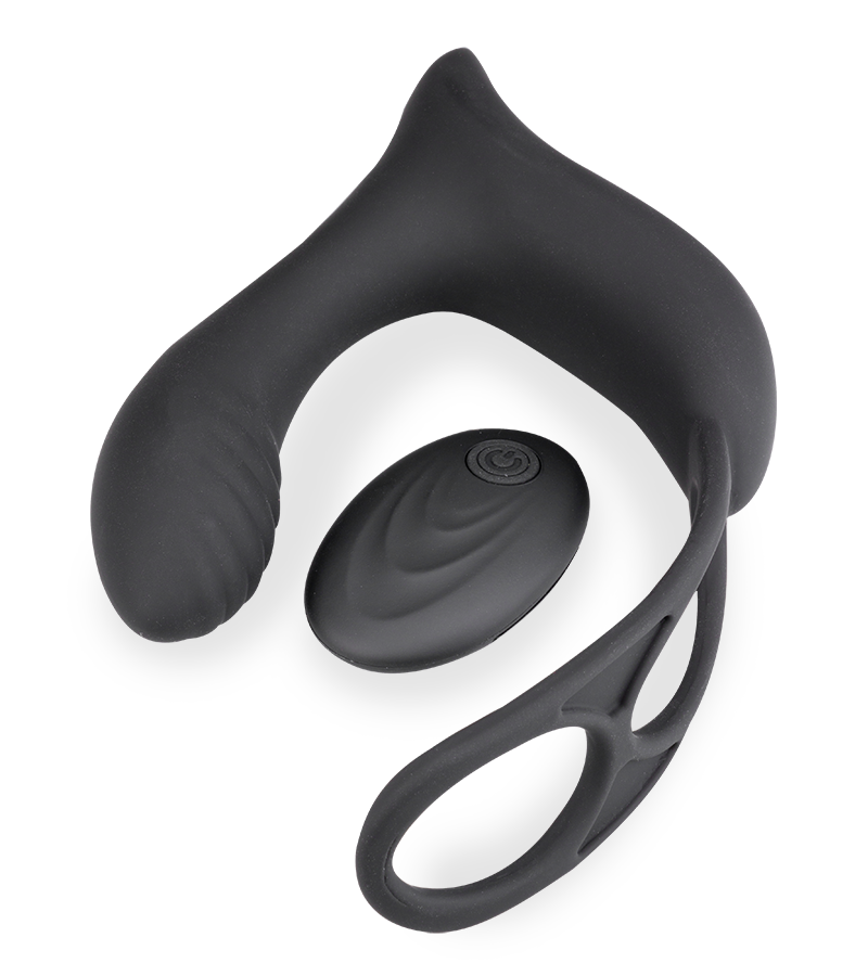 Pro P vibrating prostate massager with double cock ring