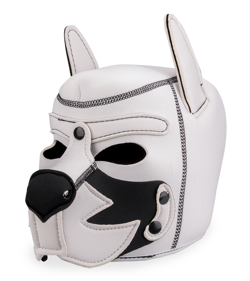 Puppy play neoprene dog hood with moustache