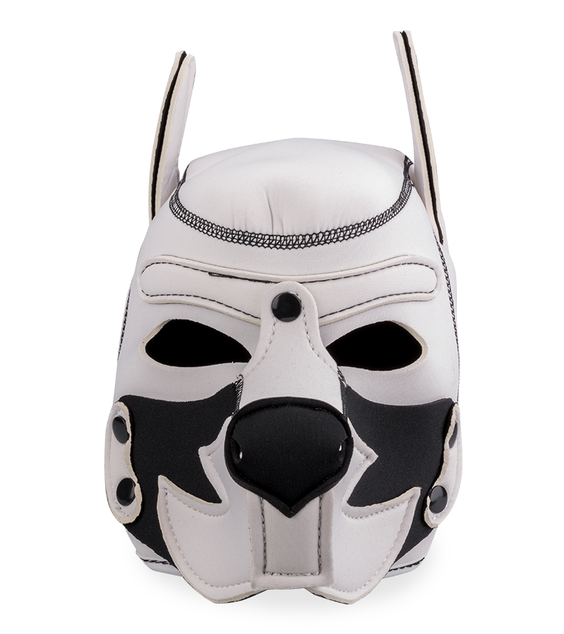 Puppy play neoprene dog hood with moustache