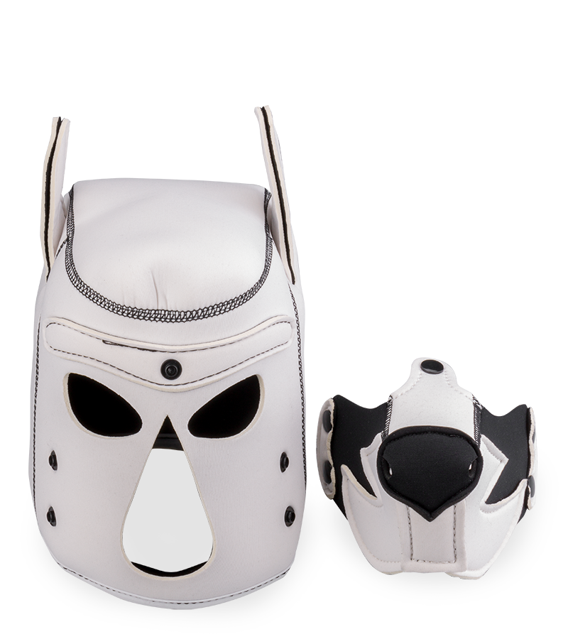 Puppy play neoprene dog hood with moustache