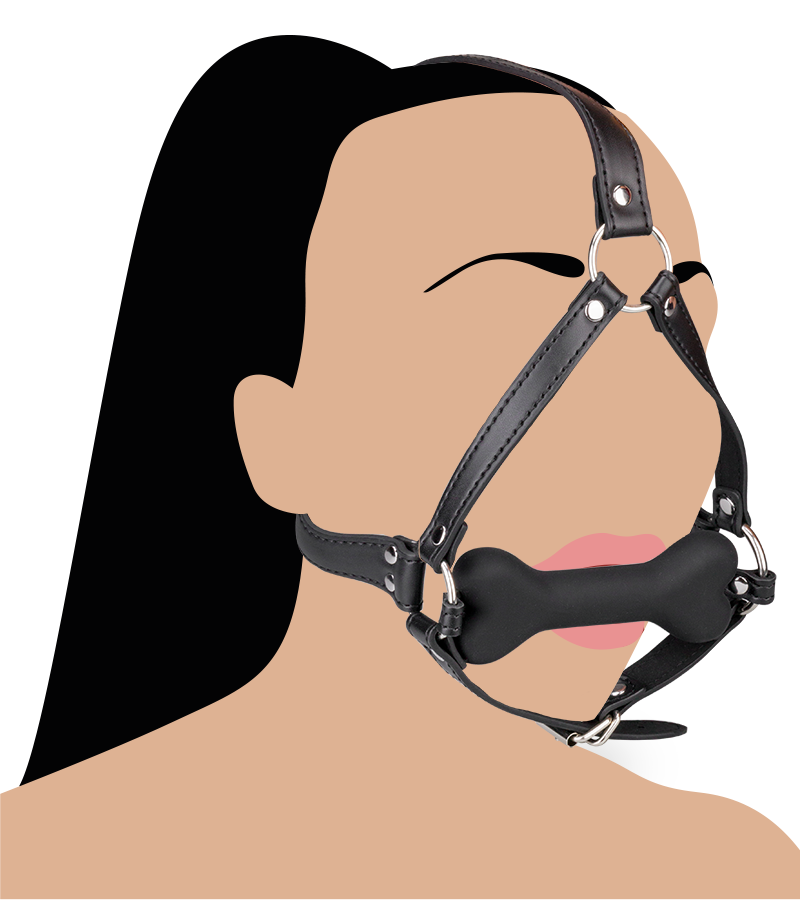 Puppy Play silicone dog bone harness gag 4.75 inches