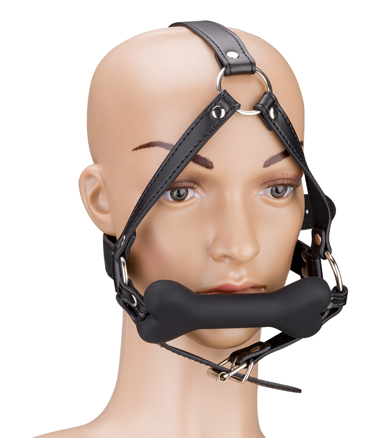 Puppy Play silicone dog bone harness gag 4.75 inches
