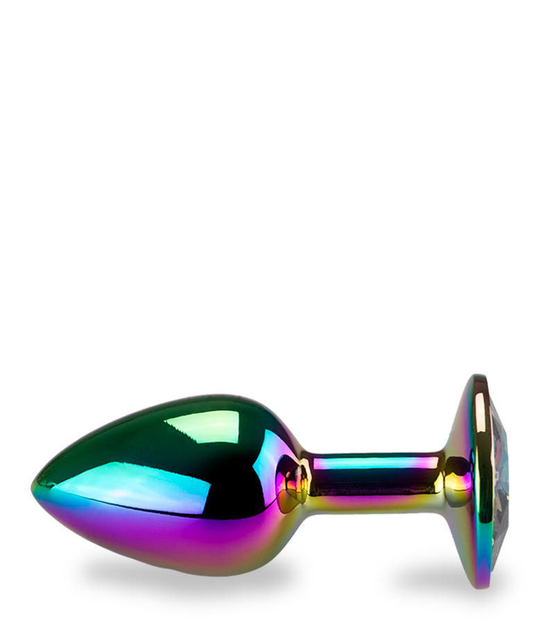 Rainbow heart jewel butt plug -  S