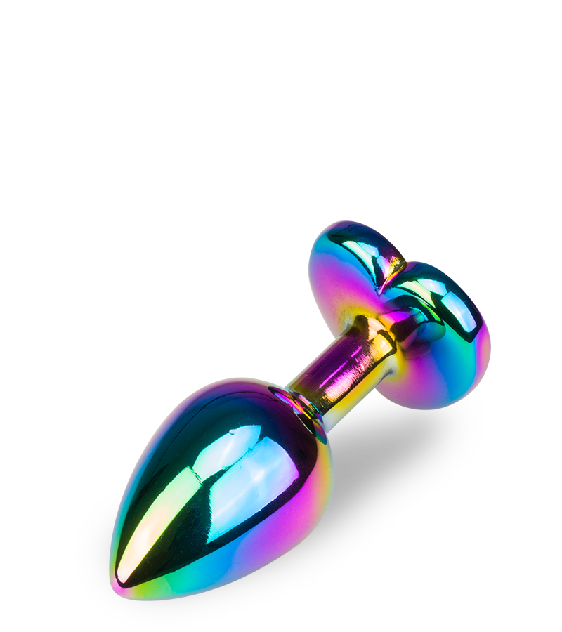Rainbow heart jewel butt plug -  S