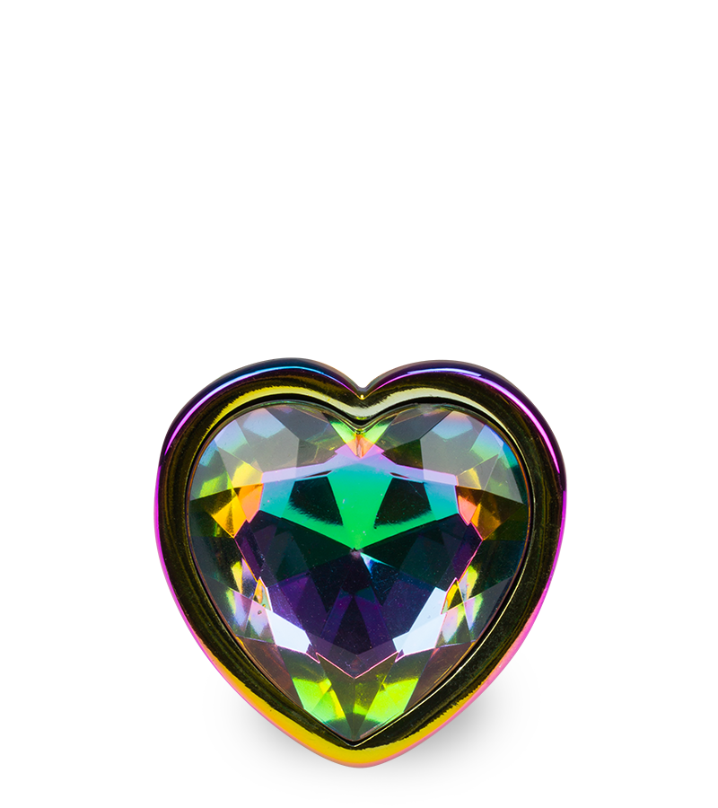 Rainbow heart jewel butt plug -  S