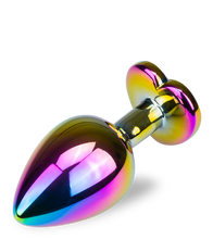 Load image into Gallery viewer, Rainbow heart rosebud jewel butt plug - M