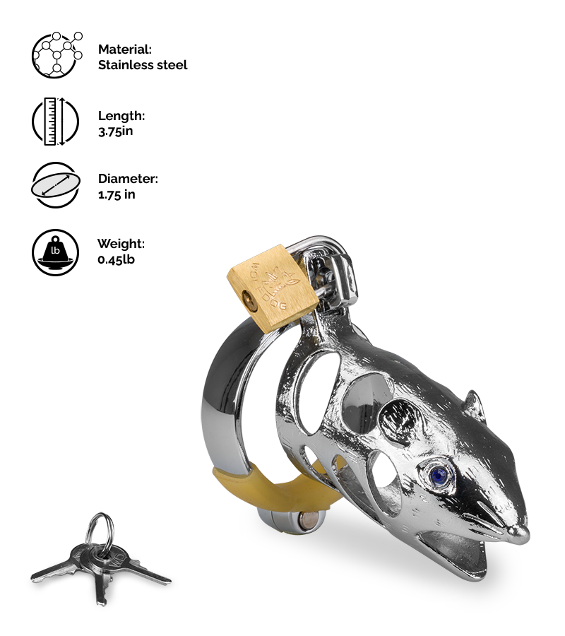 Rat Chinese zodiac penis chastity cage