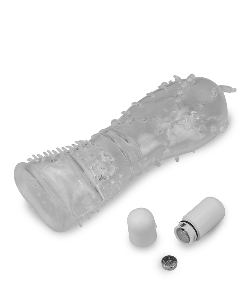 Realistic crystal vibrating textured penis sleeve