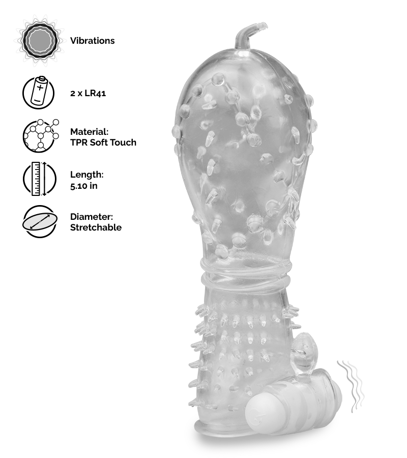 Realistic crystal vibrating textured penis sleeve