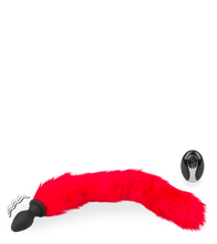 Load image into Gallery viewer, Red faux fur vibrating butt plug
