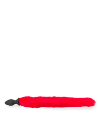 Load image into Gallery viewer, Red faux fur vibrating butt plug