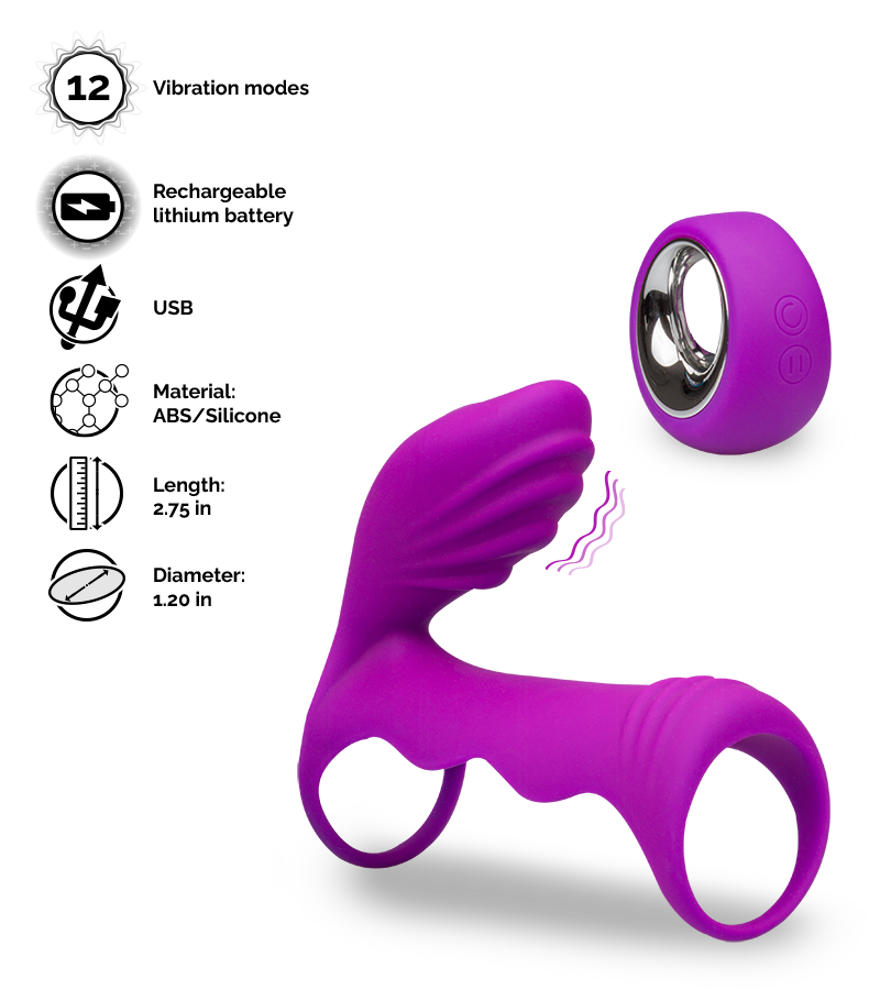 Remote control couple&#039;s vibrator with cock ring 12 modes