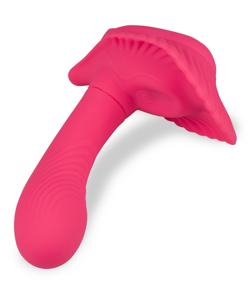 Remote control vibrating shell wearable dildo