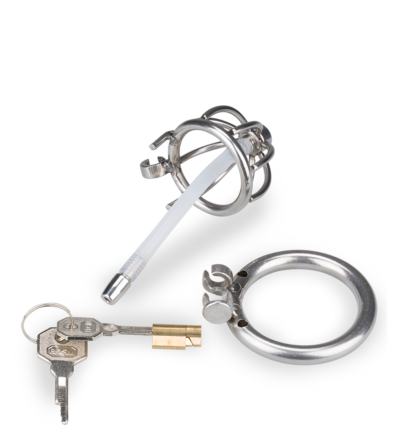 Repentance small penis cage with urethral probe