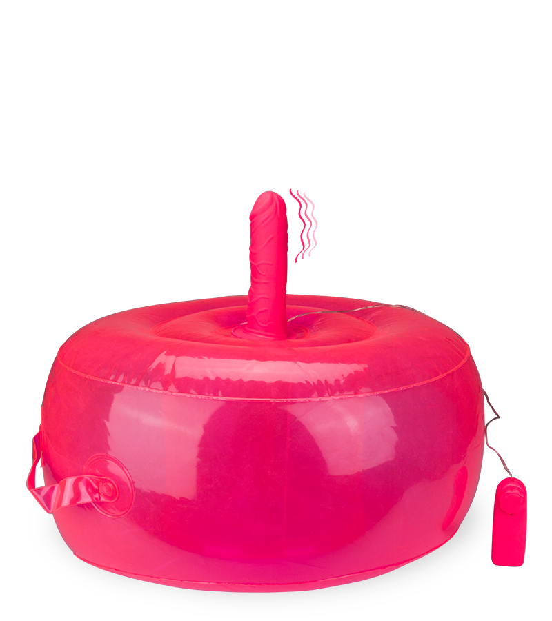 Ride Me round inflatable pillow with vibrating dildo
