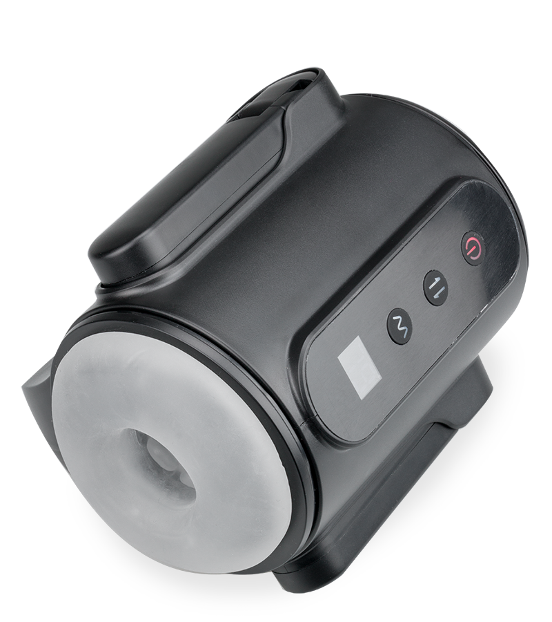 Road thrusting and vibrating masturbator with handles