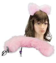 Load image into Gallery viewer, Rosebud cat tail anal plug and headband