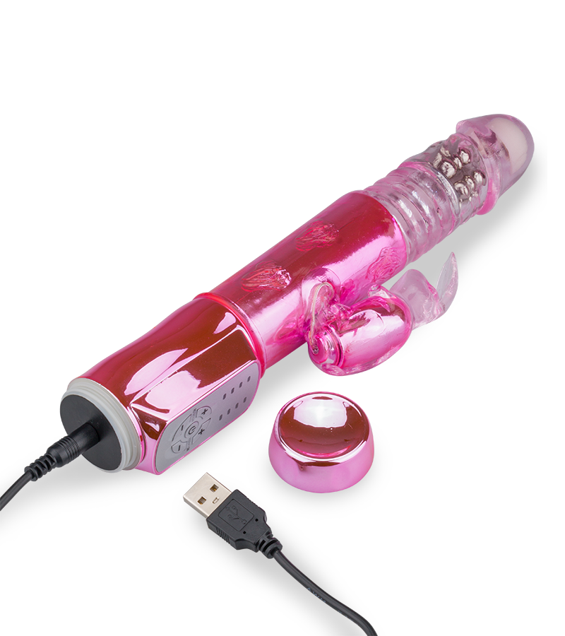 Rotating and thrusting rabbit vibrator