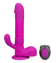 Load image into Gallery viewer, Rotating and thrusting suction cup rabbit-style dildo