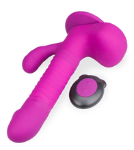 Load image into Gallery viewer, Rotating and thrusting suction cup rabbit-style dildo