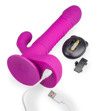 Load image into Gallery viewer, Rotating and thrusting suction cup rabbit-style dildo