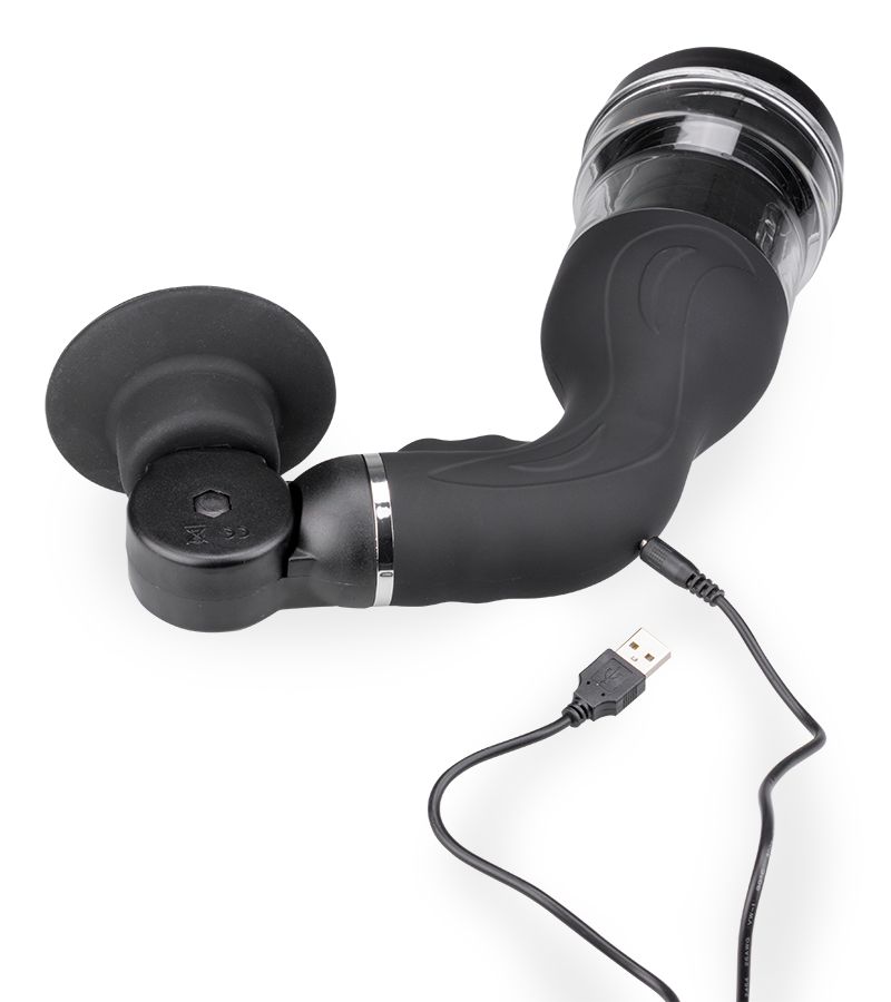 Rotating suction cup masturbator