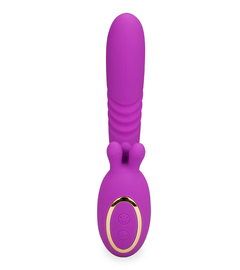 Royal thrusting clit-massaging vibrator
