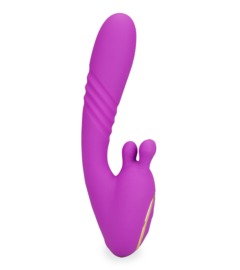 Royal thrusting clit-massaging vibrator