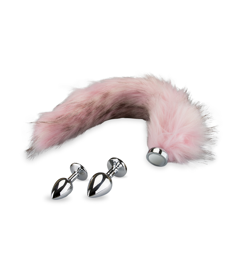 Set of 2 rosebud fox-tail anal plugs