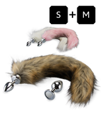 Set of 2 rosebud fox-tail anal plugs