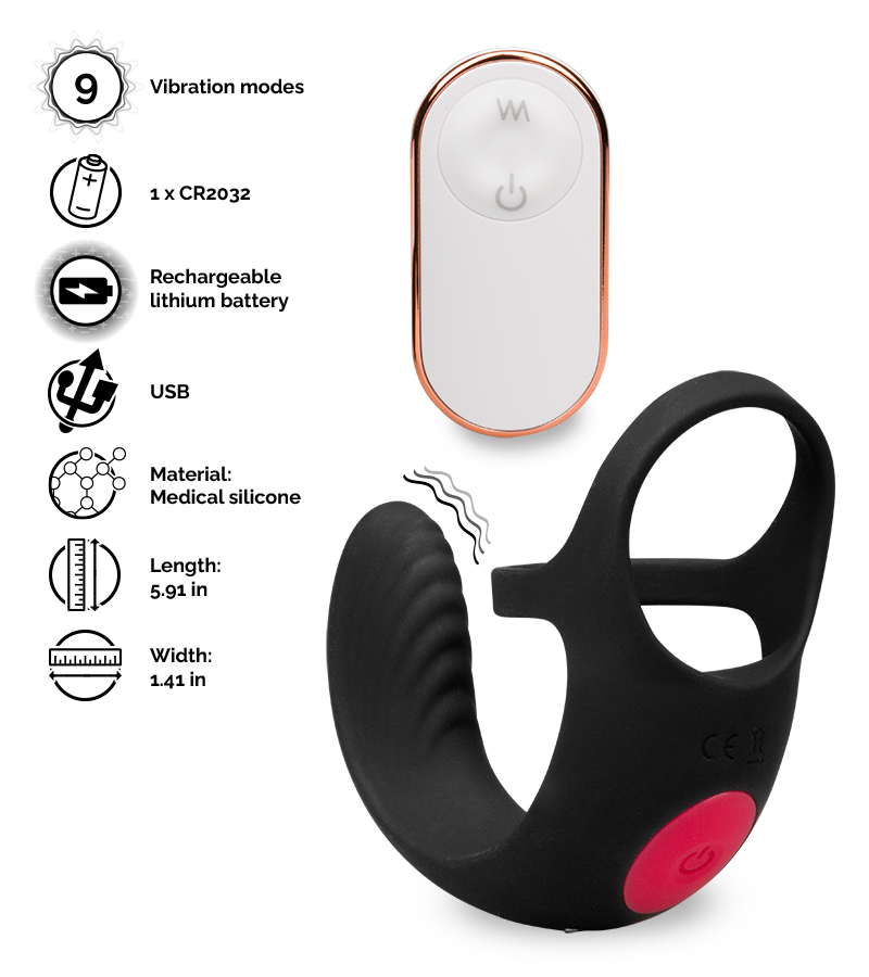 Shape vibrating double cock ring and testicle massager