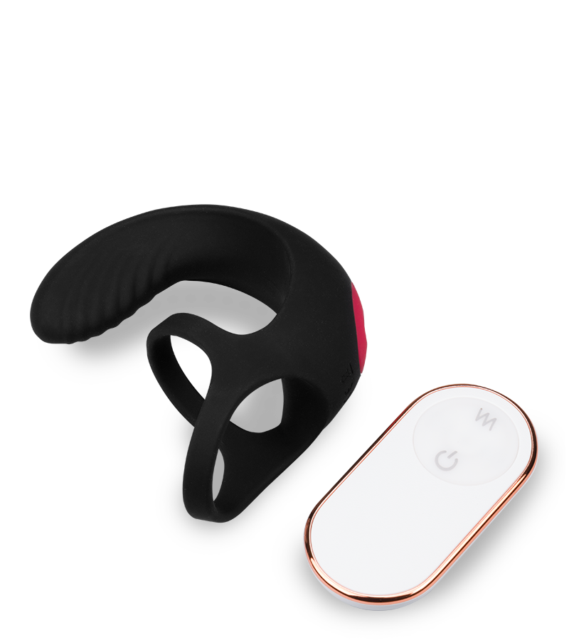 Shape vibrating double cock ring and testicle massager