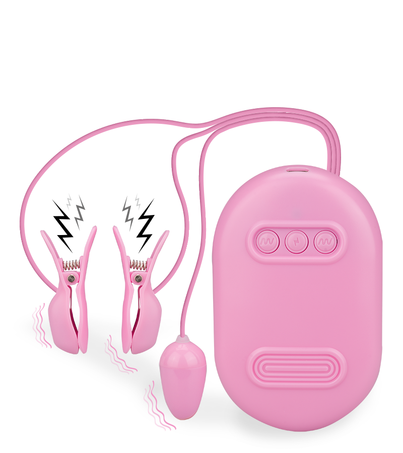 Signal vibrating electrosex nipple clamps and vibrating love egg
