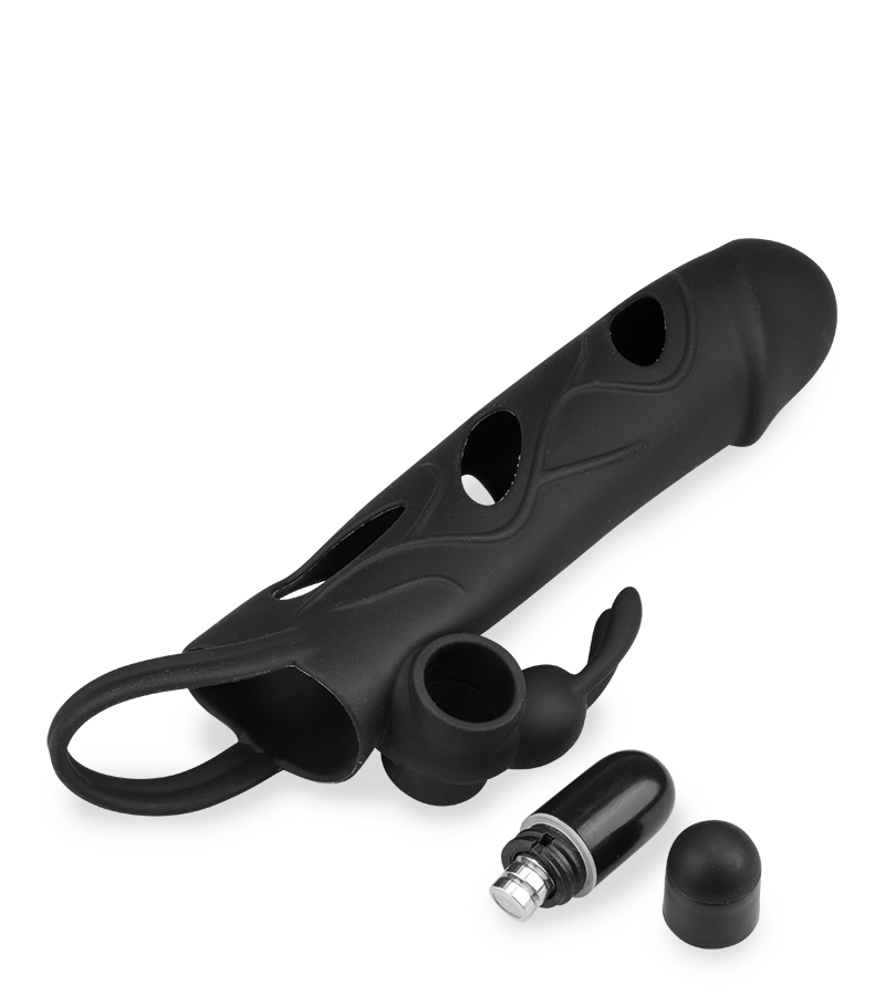 Silicone rabbit vibrator penis sleeve