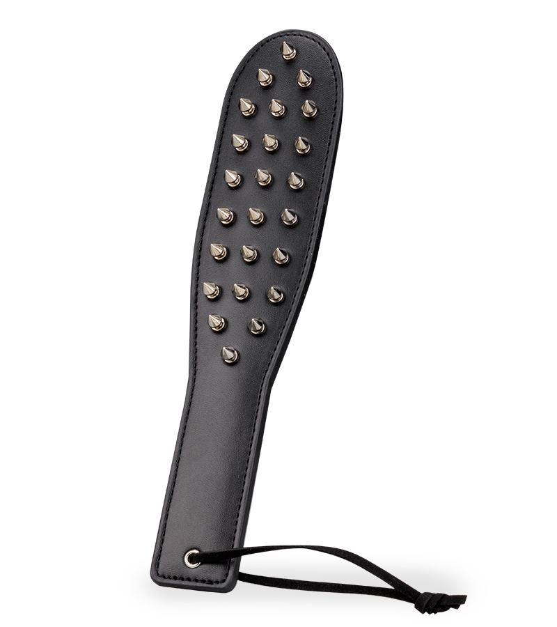 Spike faux leather paddle with metal spikes