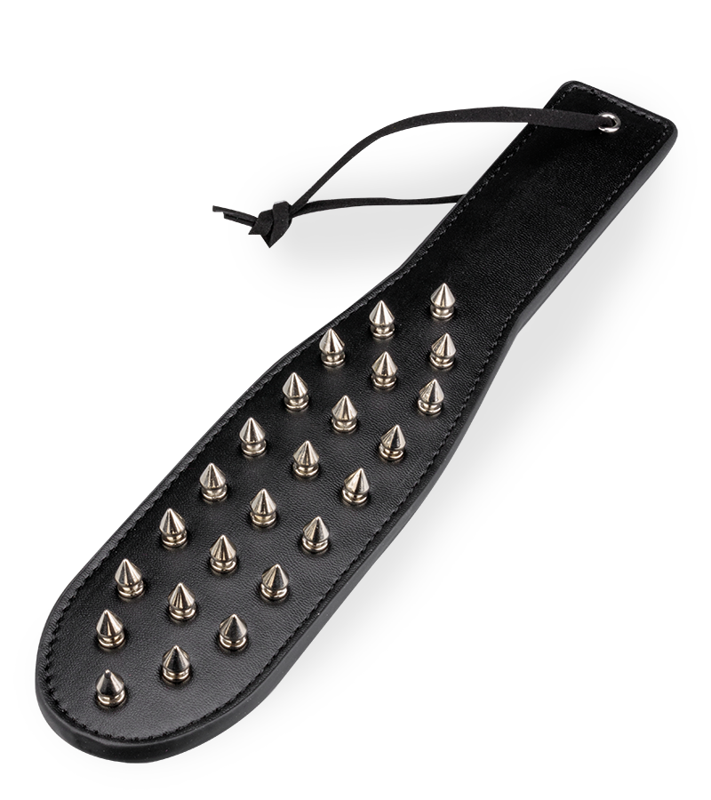 Spike faux leather paddle with metal spikes