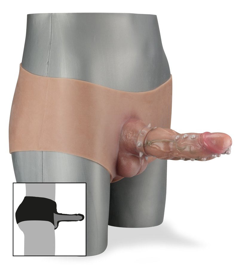 Stanislas hollow second skin strap-on dildo with piercing and pleasure nubs