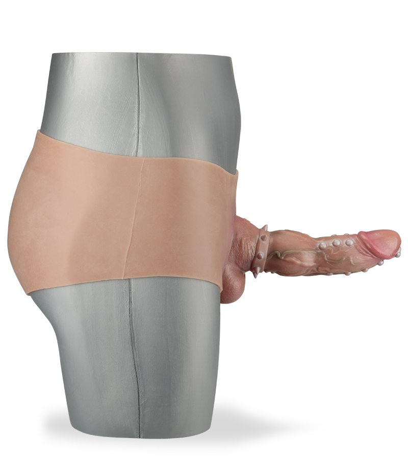 Stanislas hollow second skin strap-on dildo with piercing and pleasure nubs