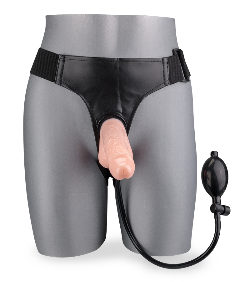 Strap-on harness kit with inflatable pump dildo