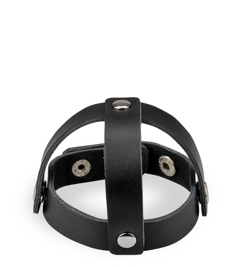 Strappy leather cock ring