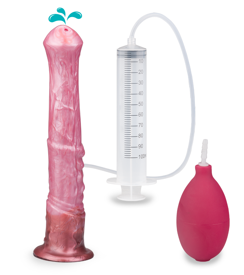 Suction-cup silicone ejaculating horse dildo