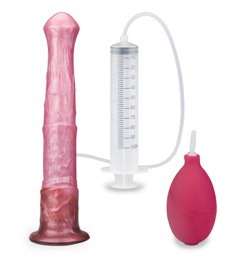 Suction-cup silicone ejaculating horse dildo